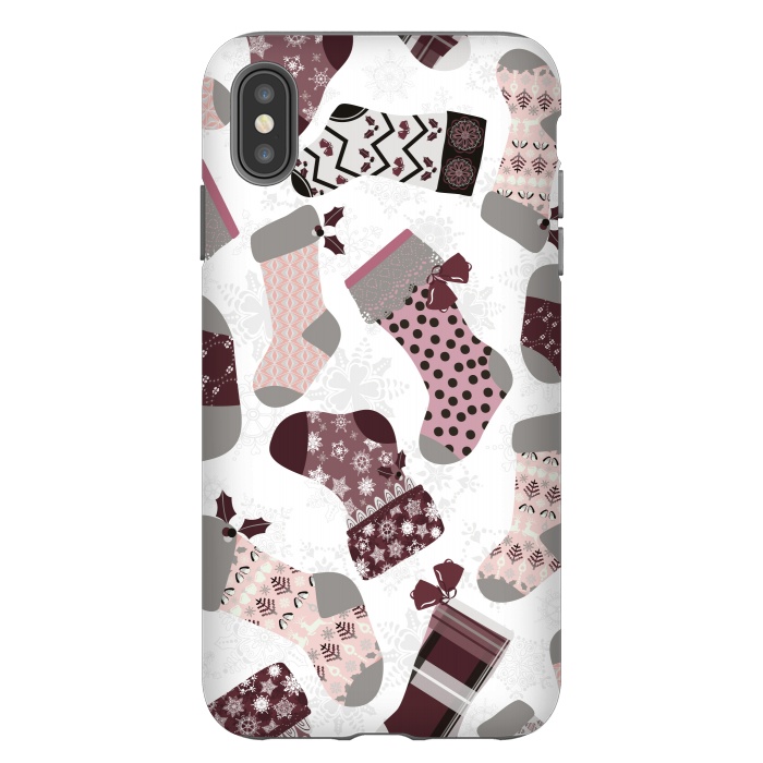 iPhone Xs Max StrongFit Christmas Stockings in Purple and Gray by Paula Ohreen