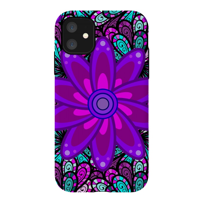 iPhone 11 StrongFit Mandala in Purple and Aquamarine by ArtsCase