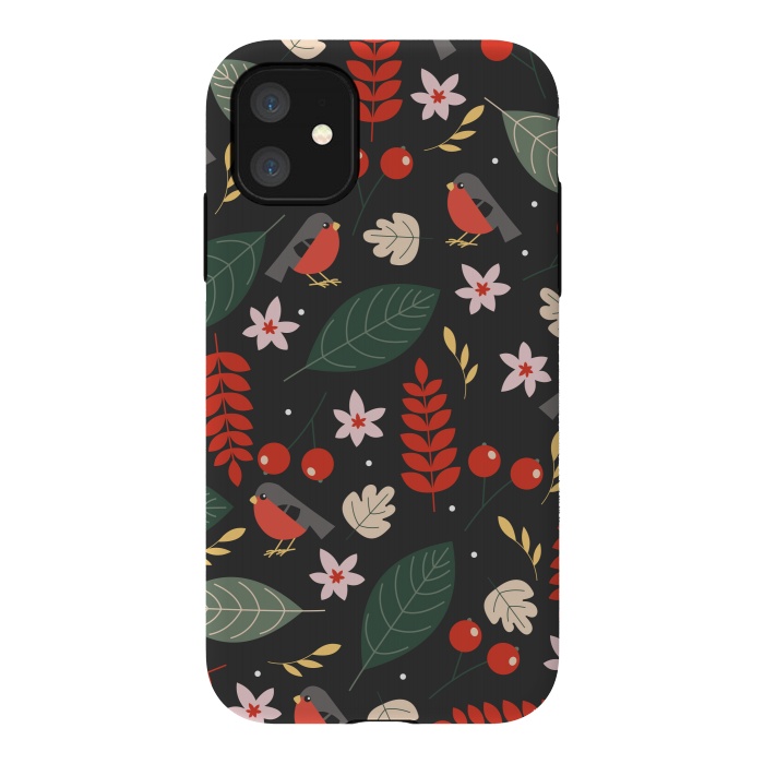 iPhone 11 StrongFit Cute Bullfinches in Christmas by ArtsCase