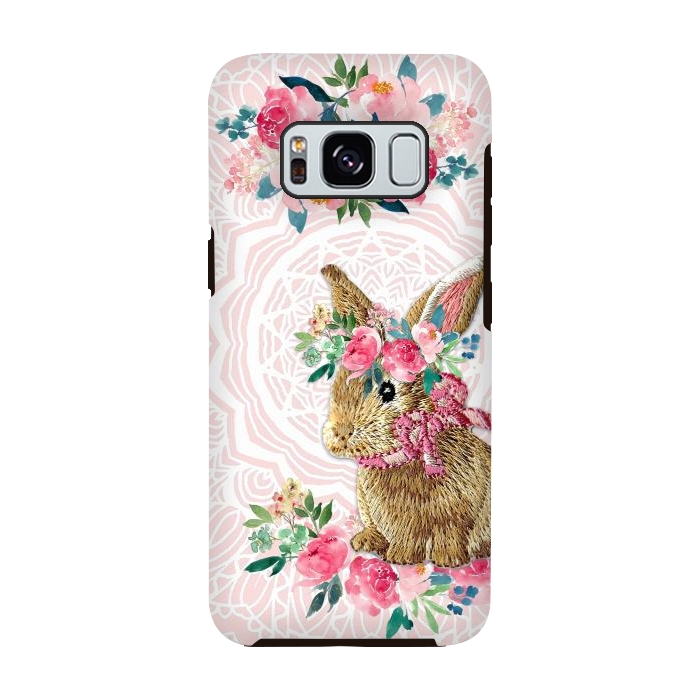 Galaxy S8 StrongFit Flower Friends Bunny by Monika Strigel