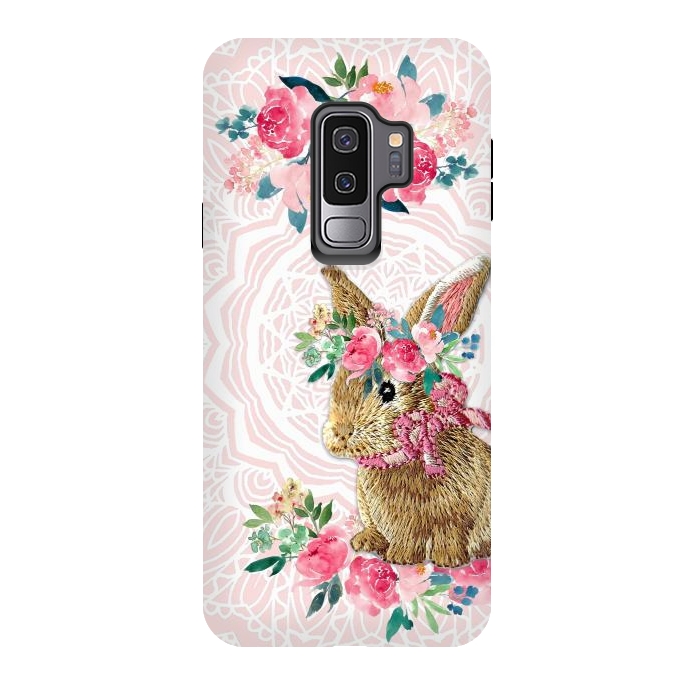 Galaxy S9 plus StrongFit Flower Friends Bunny by Monika Strigel