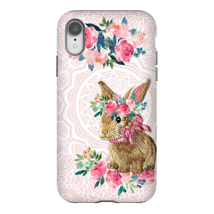 iPhone Xr StrongFit Flower Friends Bunny by Monika Strigel