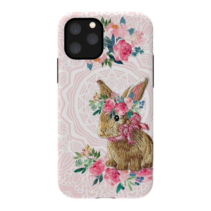iPhone 11 Pro StrongFit Flower Friends Bunny by Monika Strigel