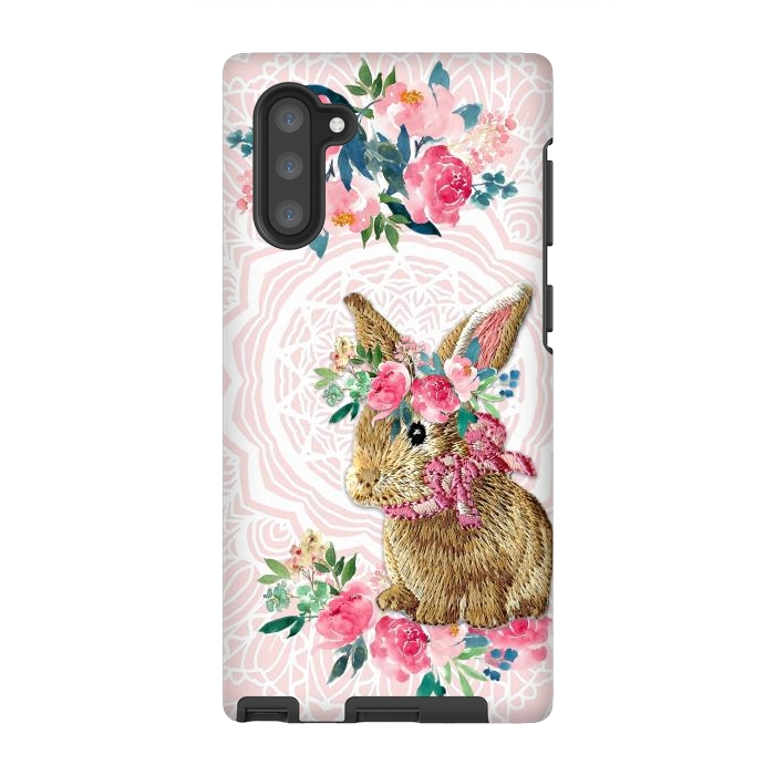 Galaxy Note 10 StrongFit Flower Friends Bunny by Monika Strigel