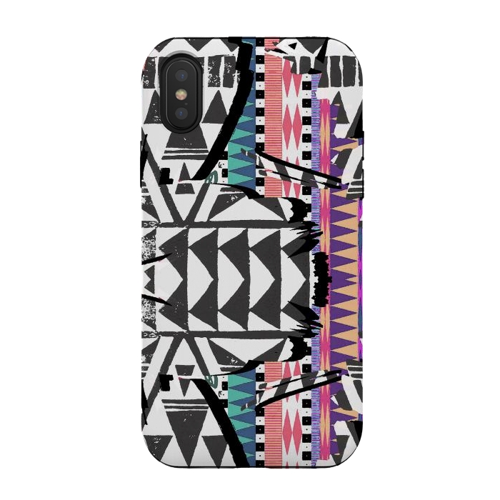 iPhone Xs / X StrongFit Colourful African inspired ethnic print by Oana 