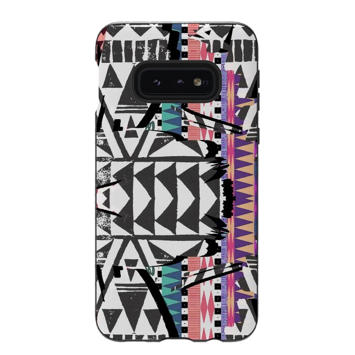 Galaxy S10e StrongFit Colourful African inspired ethnic print by Oana 