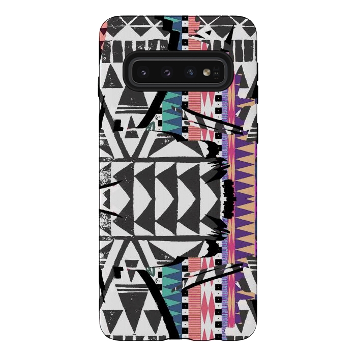 Galaxy S10 StrongFit Colourful African inspired ethnic print by Oana 