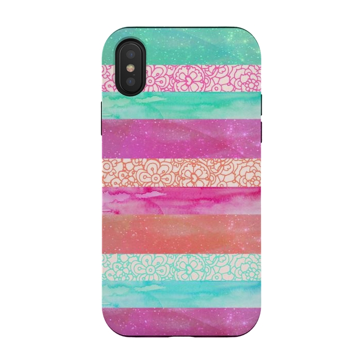 iPhone Xs / X StrongFit Tropical Stripes by Tangerine-Tane