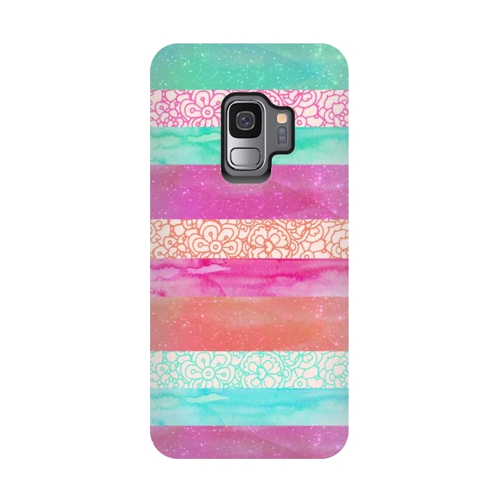 Galaxy S9 StrongFit Tropical Stripes by Tangerine-Tane