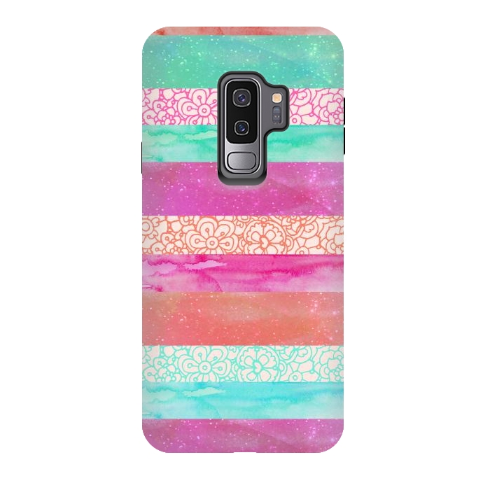 Galaxy S9 plus StrongFit Tropical Stripes by Tangerine-Tane