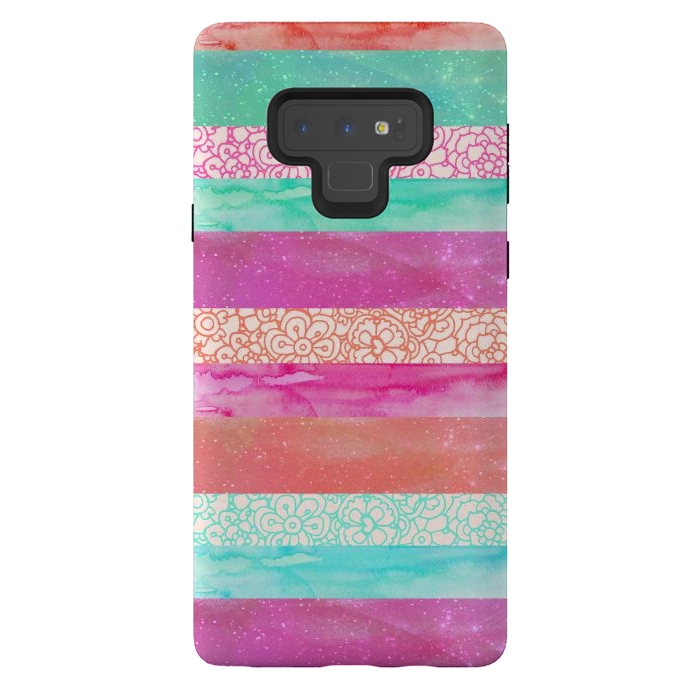 Galaxy Note 9 StrongFit Tropical Stripes by Tangerine-Tane