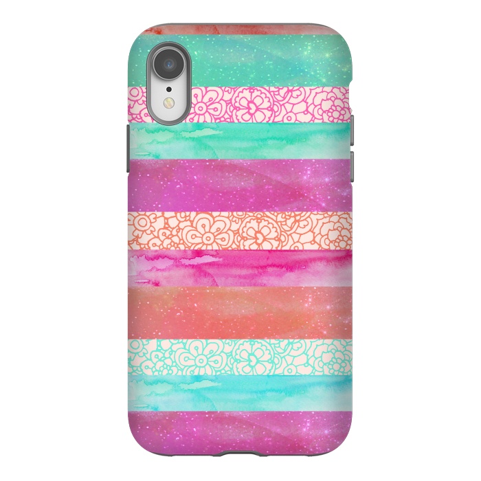 iPhone Xr StrongFit Tropical Stripes by Tangerine-Tane
