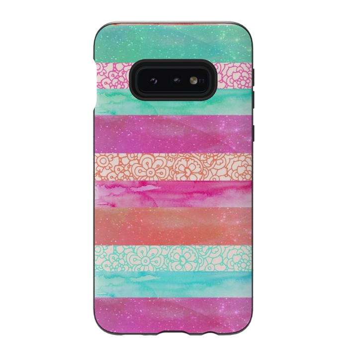Galaxy S10e StrongFit Tropical Stripes by Tangerine-Tane