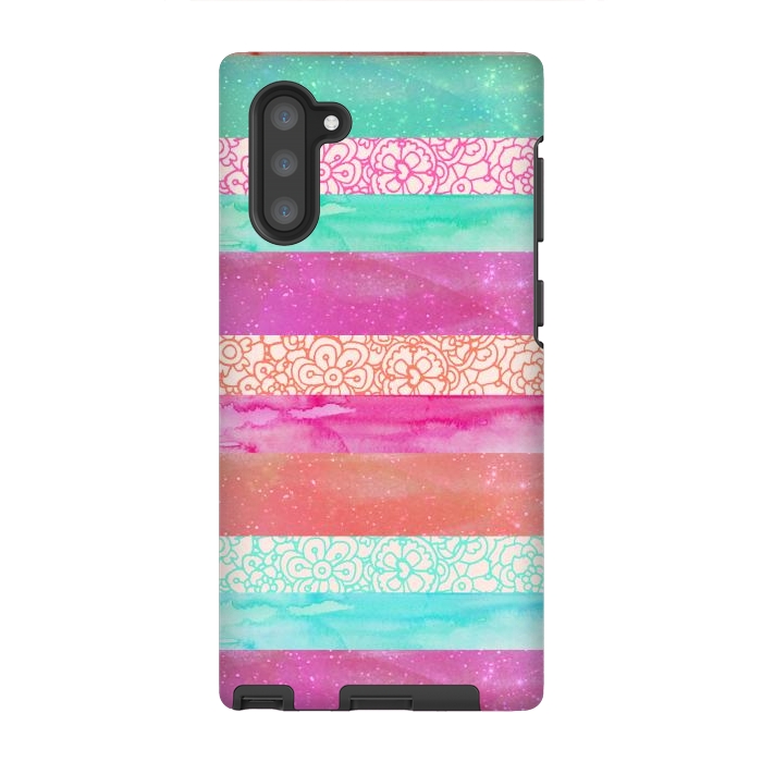 Galaxy Note 10 StrongFit Tropical Stripes by Tangerine-Tane