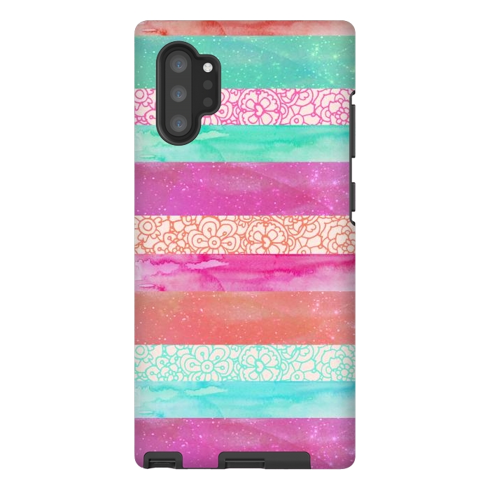 Galaxy Note 10 plus StrongFit Tropical Stripes by Tangerine-Tane
