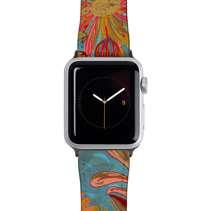 Watch 38mm / 40mm Strap PU leather Fantasy Fall Flowers by Lotti Brown