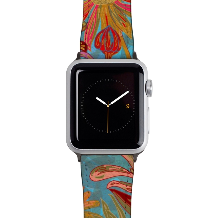Watch 42mm / 44mm Strap PU leather Fantasy Fall Flowers by Lotti Brown