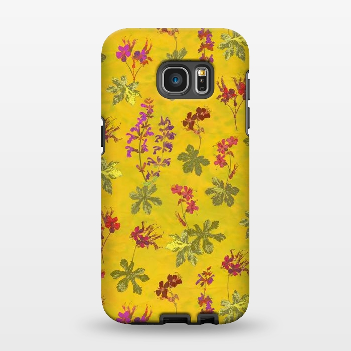 Galaxy S7 EDGE StrongFit Cottage Garden Floral Yellow by Lotti Brown
