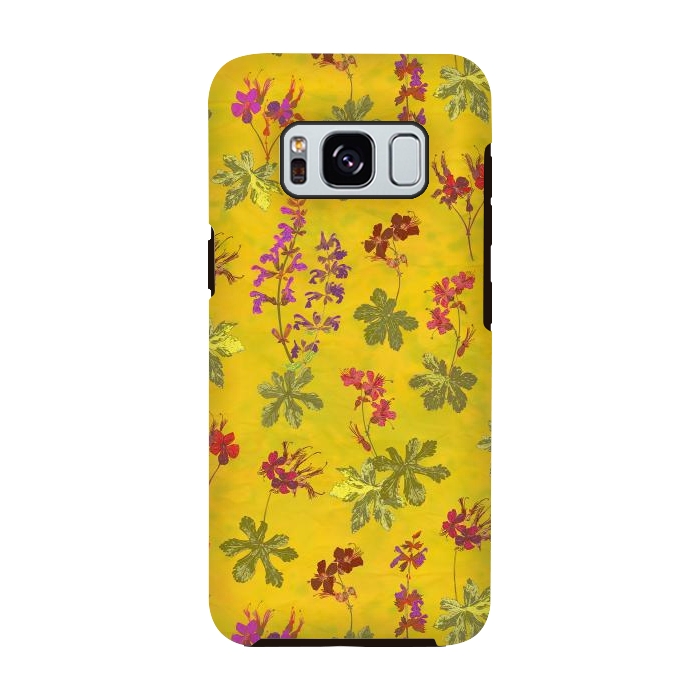 Galaxy S8 StrongFit Cottage Garden Floral Yellow by Lotti Brown