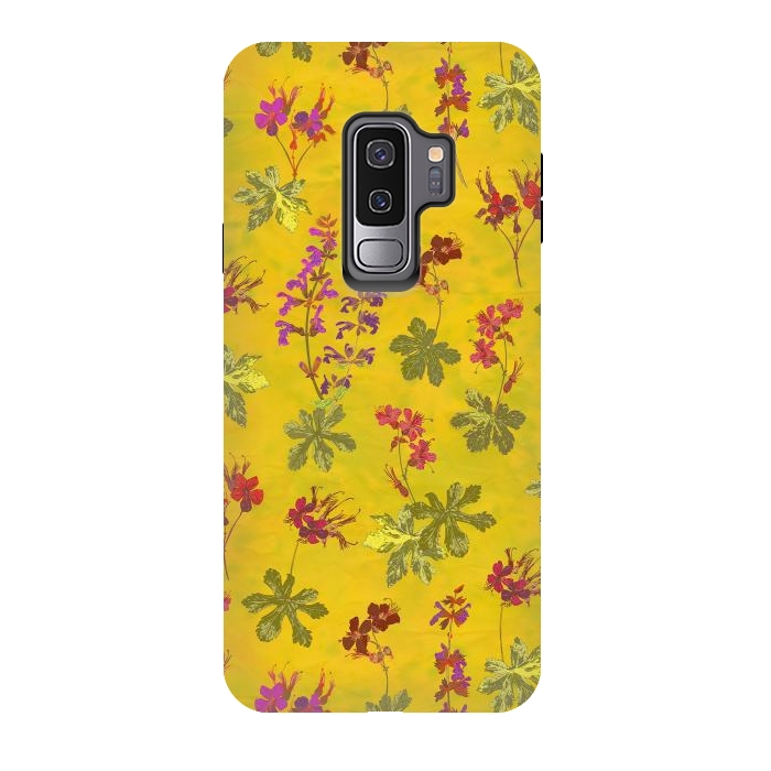Galaxy S9 plus StrongFit Cottage Garden Floral Yellow by Lotti Brown