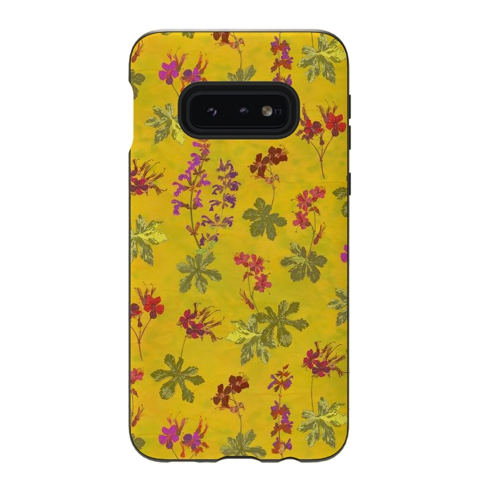 Galaxy S10e StrongFit Cottage Garden Floral Yellow by Lotti Brown
