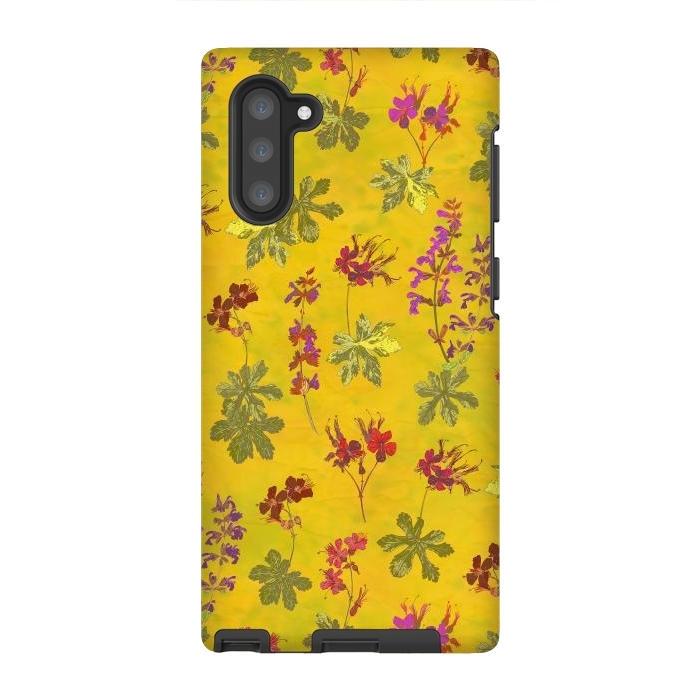 Galaxy Note 10 StrongFit Cottage Garden Floral Yellow by Lotti Brown