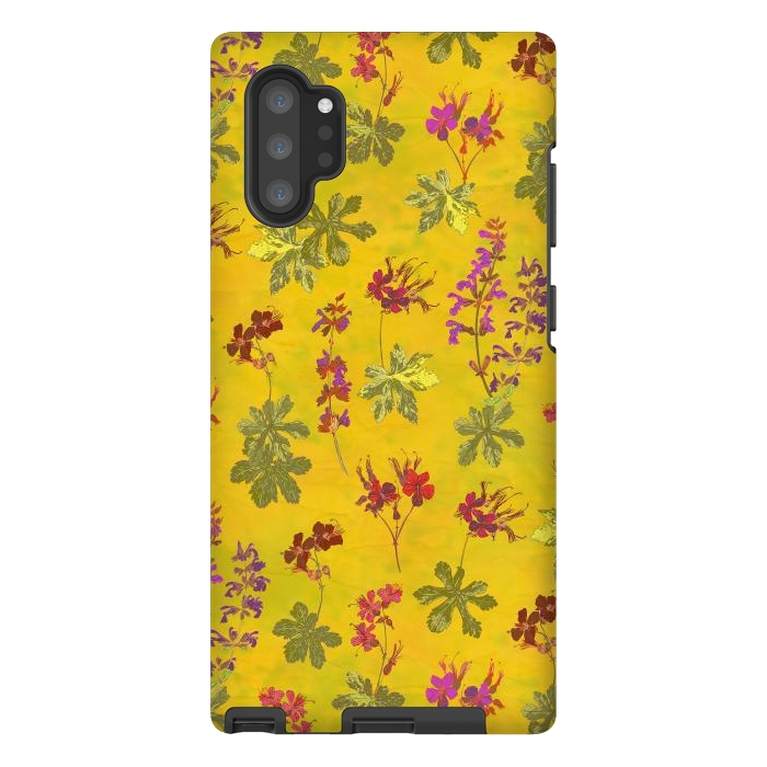 Galaxy Note 10 plus StrongFit Cottage Garden Floral Yellow by Lotti Brown