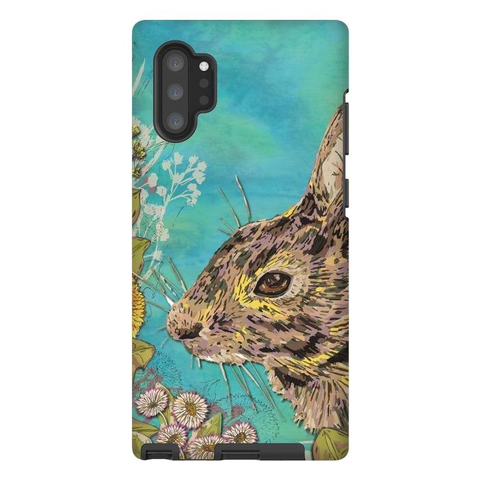 Galaxy Note 10 plus StrongFit Rabbit and Daisies by Lotti Brown