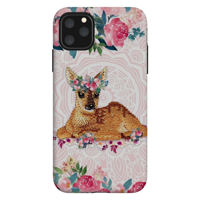 iPhone 11 Pro Max StrongFit Flower Friends Fawn by Monika Strigel