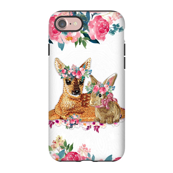iPhone 7 StrongFit Flower Friends Fawn Bunny Lace by Monika Strigel