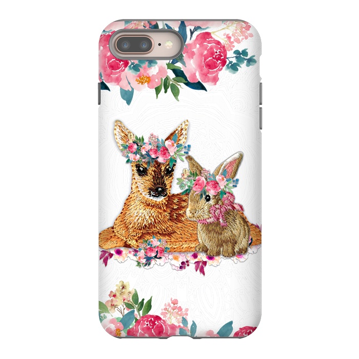 iPhone 7 plus StrongFit Flower Friends Fawn Bunny Lace by Monika Strigel