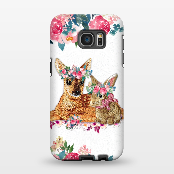 Galaxy S7 EDGE StrongFit Flower Friends Fawn Bunny Lace by Monika Strigel