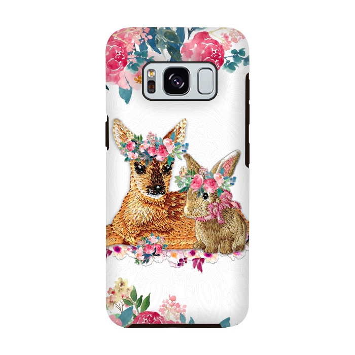 Galaxy S8 StrongFit Flower Friends Fawn Bunny Lace by Monika Strigel