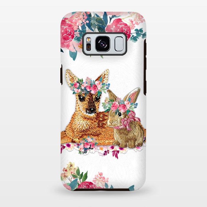 Galaxy S8 plus StrongFit Flower Friends Fawn Bunny Lace by Monika Strigel