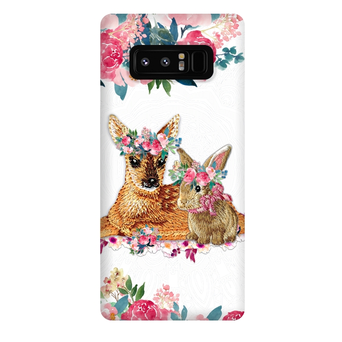 Galaxy Note 8 StrongFit Flower Friends Fawn Bunny Lace by Monika Strigel