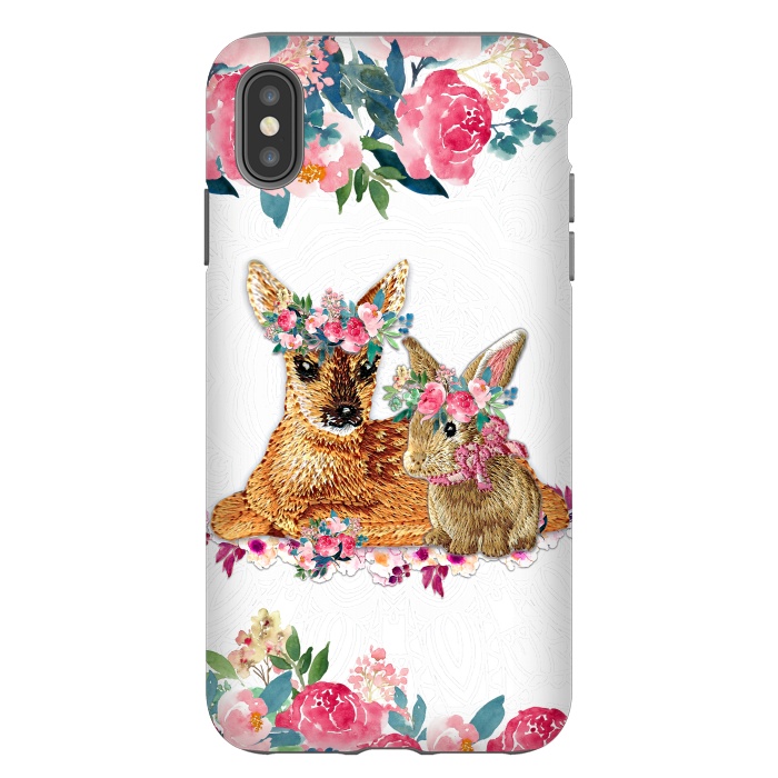 iPhone Xs Max StrongFit Flower Friends Fawn Bunny Lace by Monika Strigel