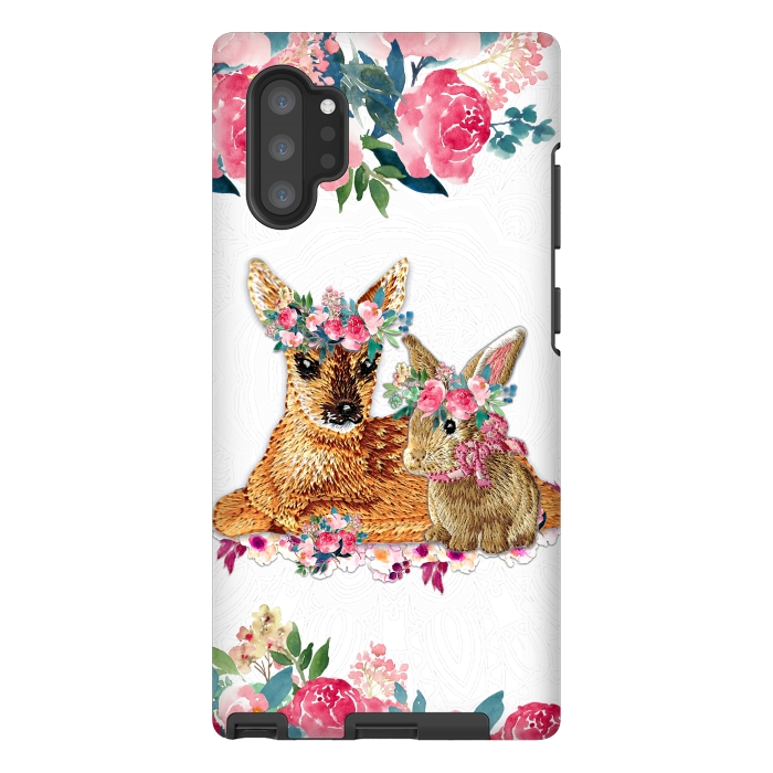 Galaxy Note 10 plus StrongFit Flower Friends Fawn Bunny Lace by Monika Strigel