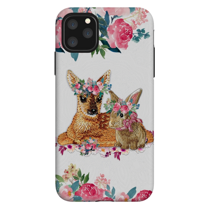 iPhone 11 Pro Max StrongFit Flower Friends Fawn Bunny Lace by Monika Strigel