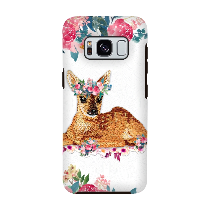 Galaxy S8 StrongFit Flower Friends Fawn Lace by Monika Strigel