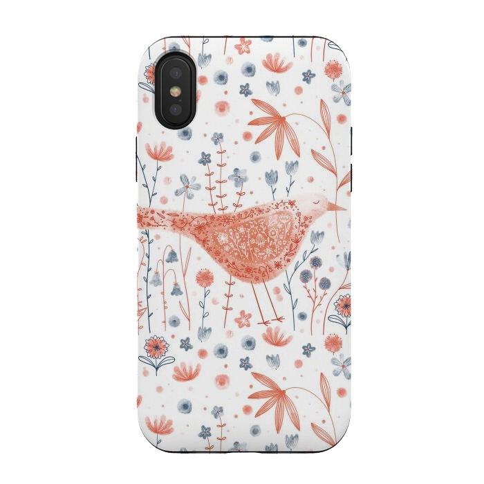 iPhone Xs / X StrongFit Apricot Bird by Nic Squirrell