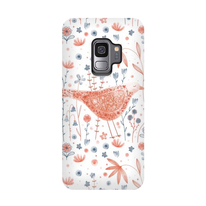 Galaxy S9 StrongFit Apricot Bird by Nic Squirrell