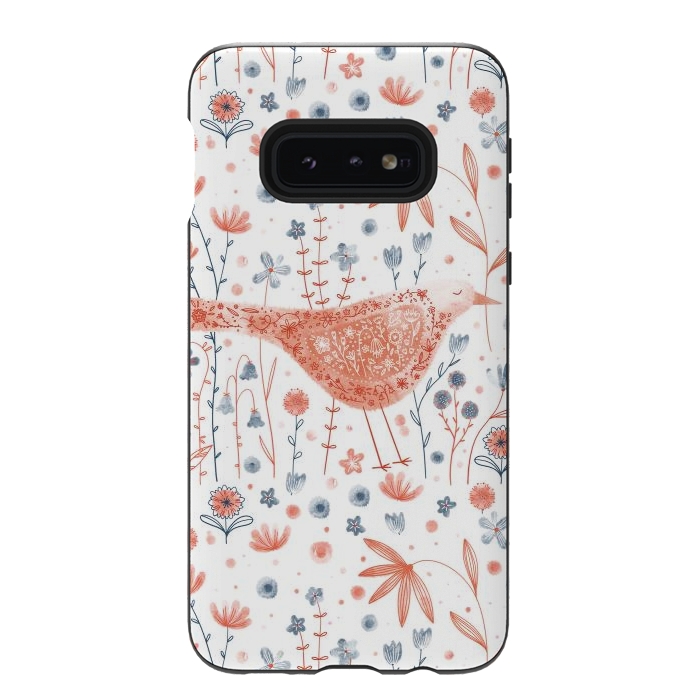 Galaxy S10e StrongFit Apricot Bird by Nic Squirrell
