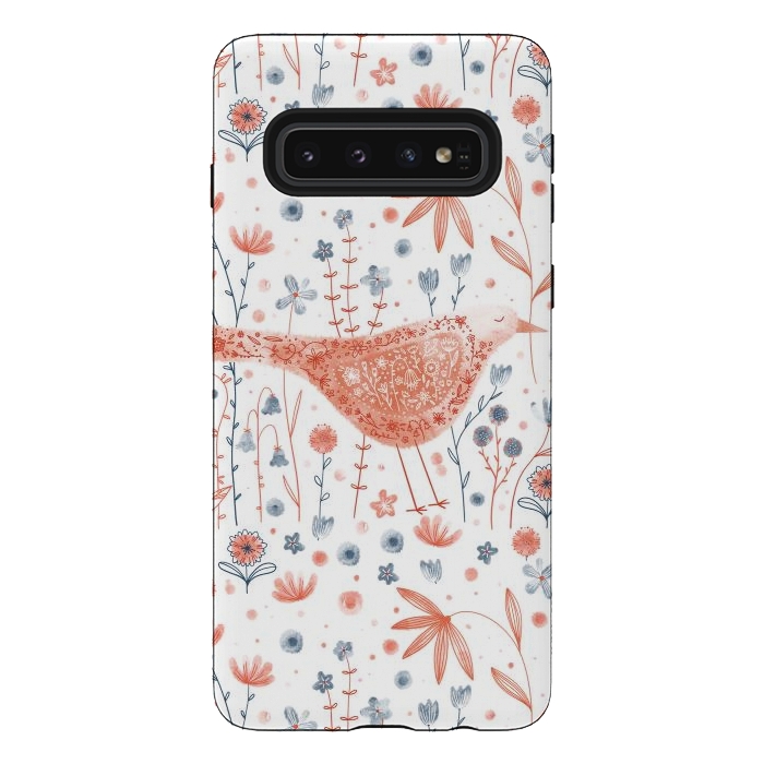 Galaxy S10 StrongFit Apricot Bird by Nic Squirrell