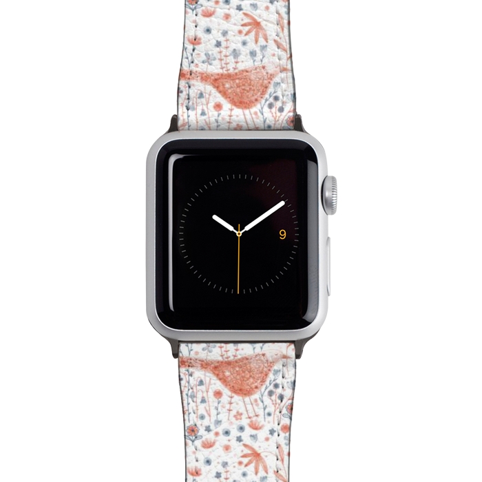 Watch 42mm / 44mm Strap PU leather Apricot Bird by Nic Squirrell