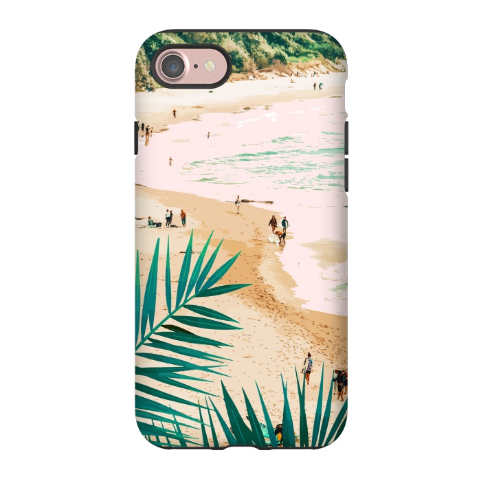 iPhone 7 StrongFit Beach Weekend | Pastel Ocean Sea Tropical Travel | Scenic Sand Palm People Boho Vacation by Uma Prabhakar Gokhale