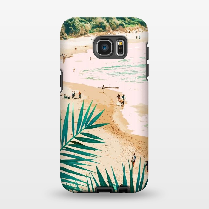 Galaxy S7 EDGE StrongFit Beach Weekend | Pastel Ocean Sea Tropical Travel | Scenic Sand Palm People Boho Vacation by Uma Prabhakar Gokhale