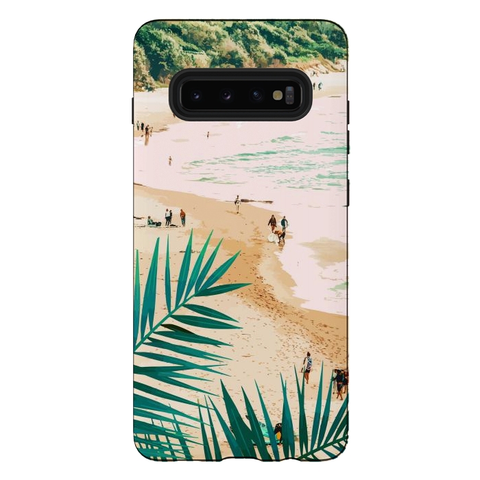 Galaxy S10 plus StrongFit Beach Weekend | Pastel Ocean Sea Tropical Travel | Scenic Sand Palm People Boho Vacation by Uma Prabhakar Gokhale