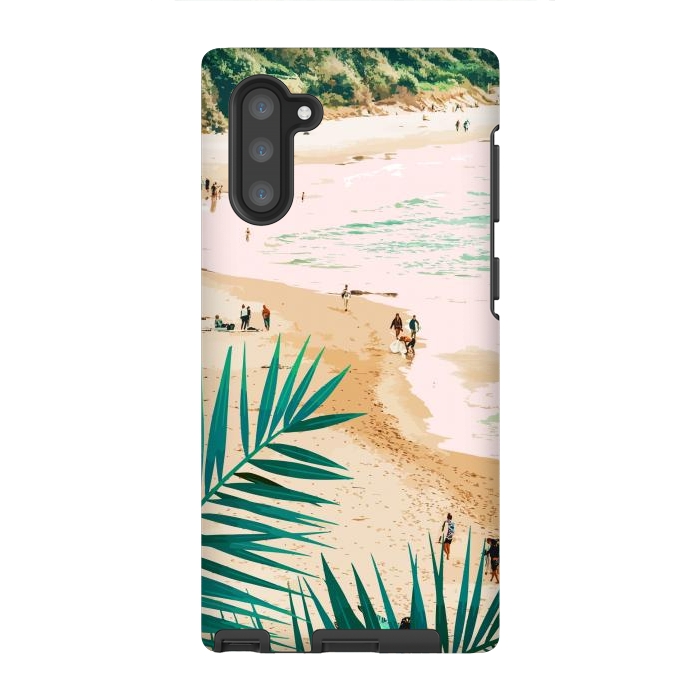 Galaxy Note 10 StrongFit Beach Weekend | Pastel Ocean Sea Tropical Travel | Scenic Sand Palm People Boho Vacation by Uma Prabhakar Gokhale