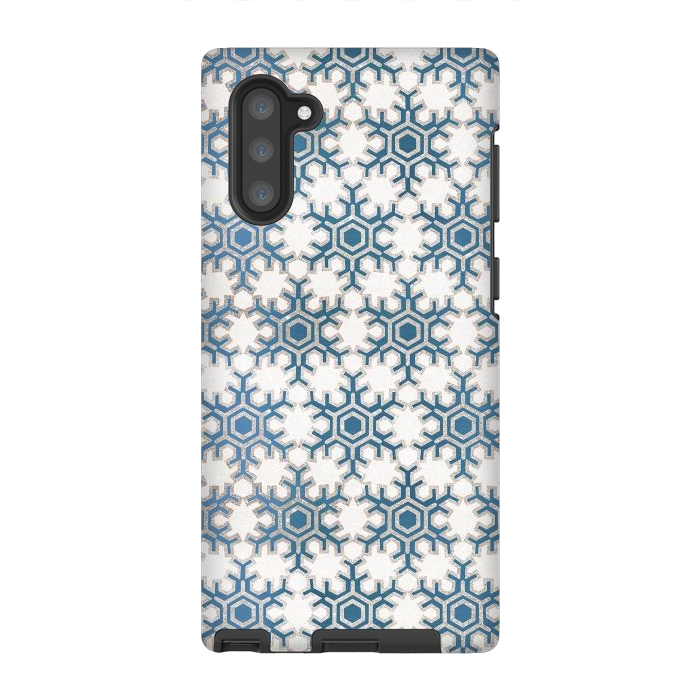 Galaxy Note 10 StrongFit Blue silver snowflakes christmas pattern by Oana 