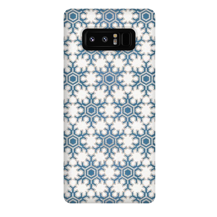 Galaxy Note 8 StrongFit Blue silver snowflakes christmas pattern by Oana 